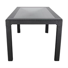 IRIS GF-220A ECO antracit műanyag kerti asztal rattan üveglappal 90x150cm IRIS GF-220A ECO antracit műanyag kerti asztal rattan üveglappal 90x150cm