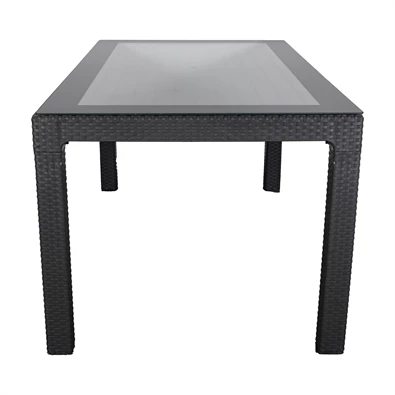 IRIS GF-220A ECO antracit műanyag kerti asztal rattan üveglappal 90x150cm IRIS GF-220A ECO antracit műanyag kerti asztal rattan üveglappal 90x150cm