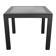 IRIS GF-820A ORIGINAL antracit műanyag kerti asztal rattan üveglappal 90x90cm IRIS GF-820A ORIGINAL antracit műanyag kerti asztal rattan üveglappal 90x90cm