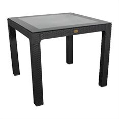 IRIS GF-820A ORIGINAL antracit műanyag kerti asztal rattan üveglappal 90x90cm IRIS GF-820A ORIGINAL antracit műanyag kerti asztal rattan üveglappal 90x90cm