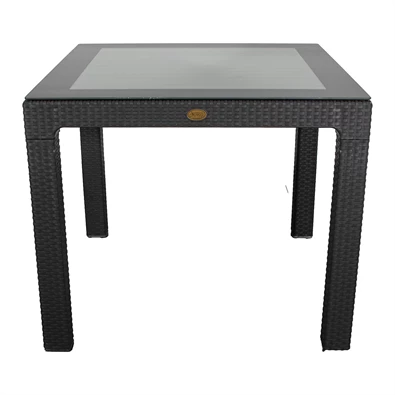 IRIS GF-820A ORIGINAL antracit műanyag kerti asztal rattan üveglappal 90x90cm IRIS GF-820A ORIGINAL antracit műanyag kerti asztal rattan üveglappal 90x90cm
