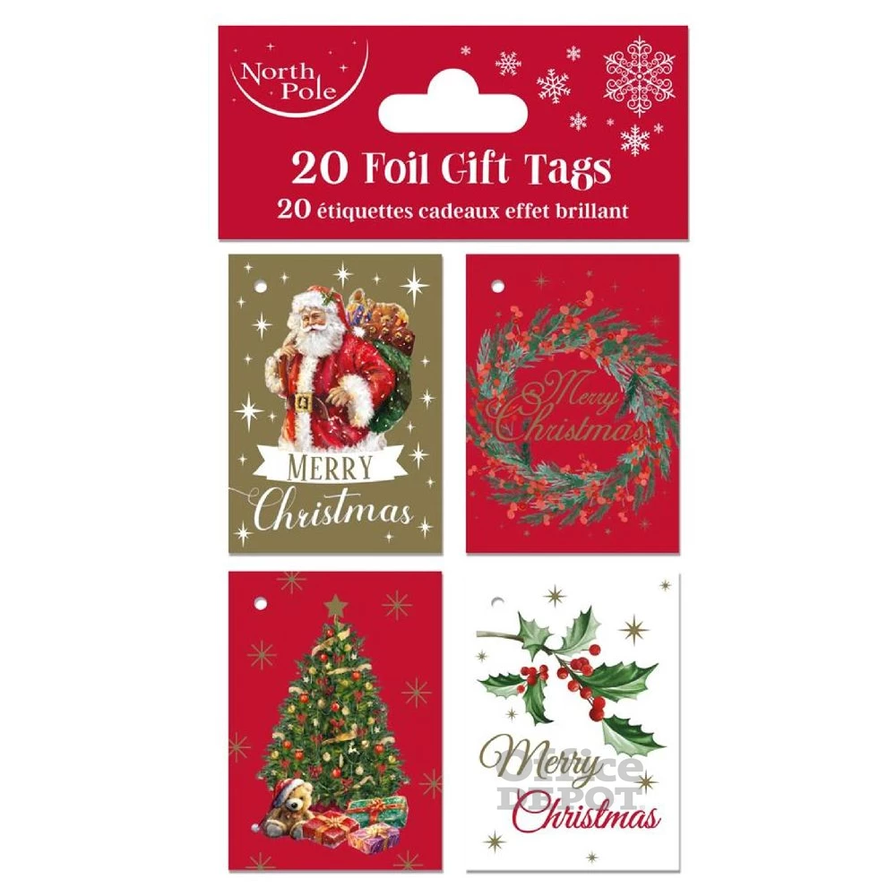 IRIS Karácsonyi ajándék kísérő címke/kártya, 20db/csomag, 5x7cm