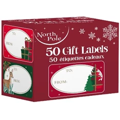 IRIS Karácsonyi matrica dobozban ajándék címzéshez 50db, 10db ív/doboz, 5db matrica/ív lap, 5,8x3,5cm