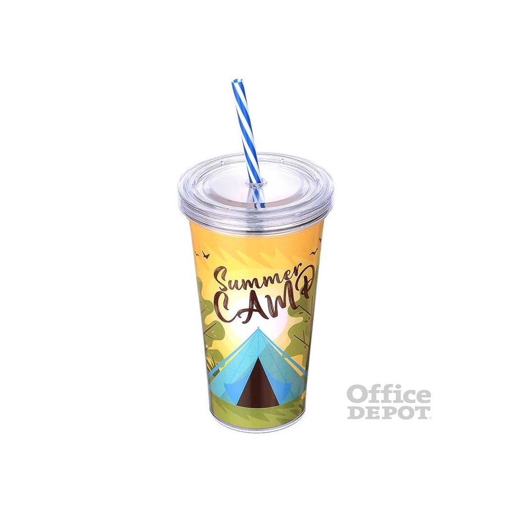 IRIS LIMESHAKE pohár tetővel, szívószállal 600ml AP-9444