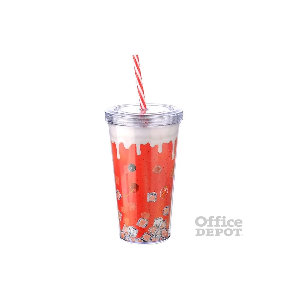 IRIS LIMESHAKE pohár tetővel, szívószállal 600ml AP-9444