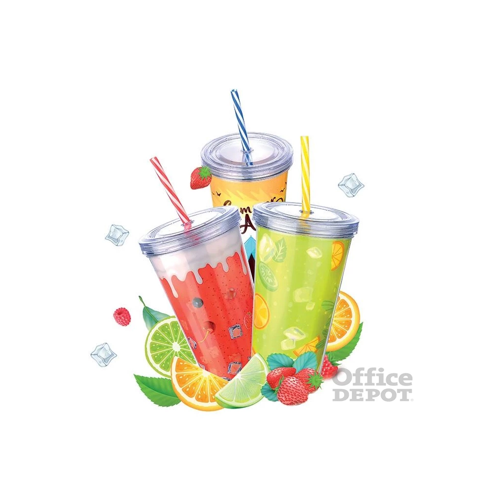 IRIS LIMESHAKE pohár tetővel, szívószállal 600ml AP-9444