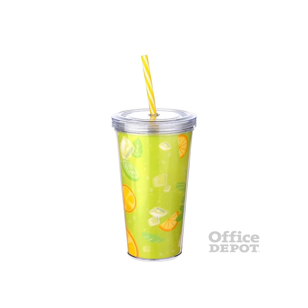 IRIS LIMESHAKE pohár tetővel, szívószállal 600ml AP-9444