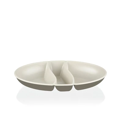 IRIS L-00517 dupla színű snack tál, zöld, szürke, beige IRIS L-00517 dupla színű snack tál, zöld, szürke, beige