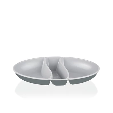 IRIS L-00517 dupla színű snack tál, zöld, szürke, beige IRIS L-00517 dupla színű snack tál, zöld, szürke, beige