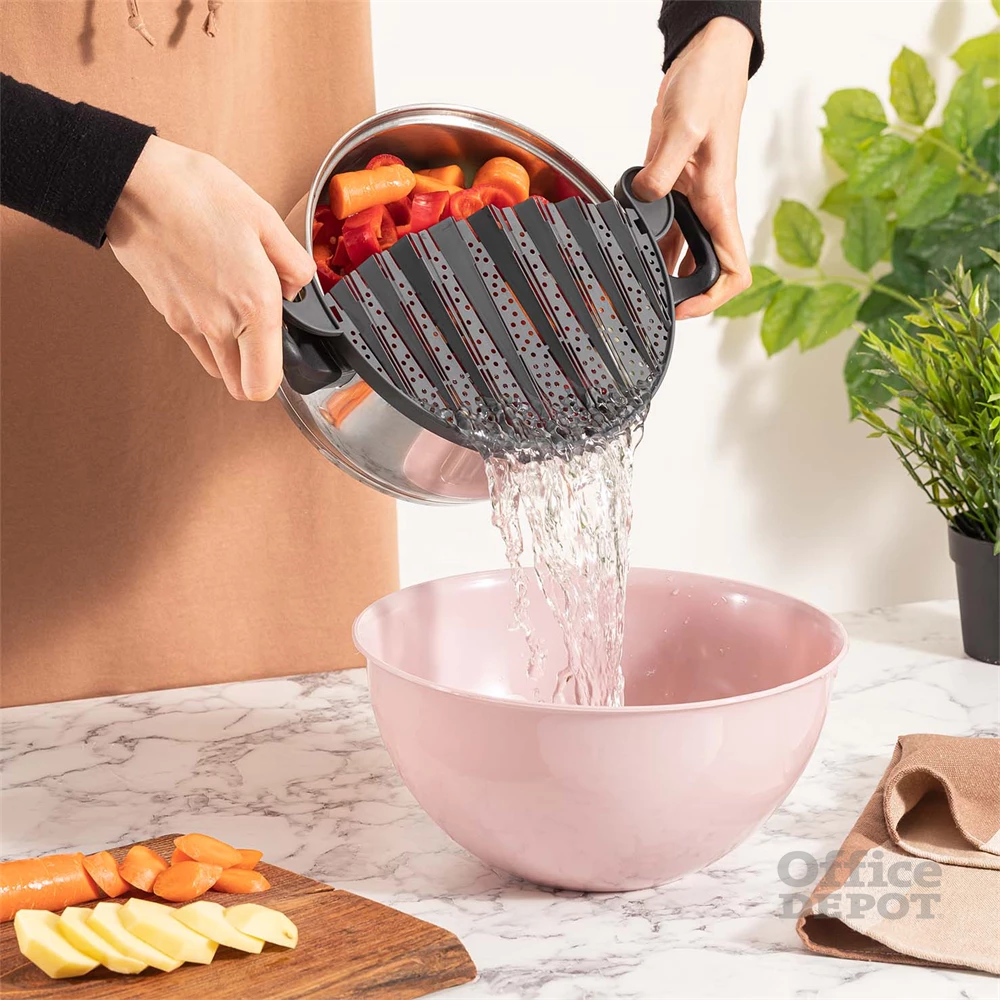 IRIS L-00569 szűrő tésztavíz leöntéshez, elefántcsont, antracit, rószaszín vagy piros színű