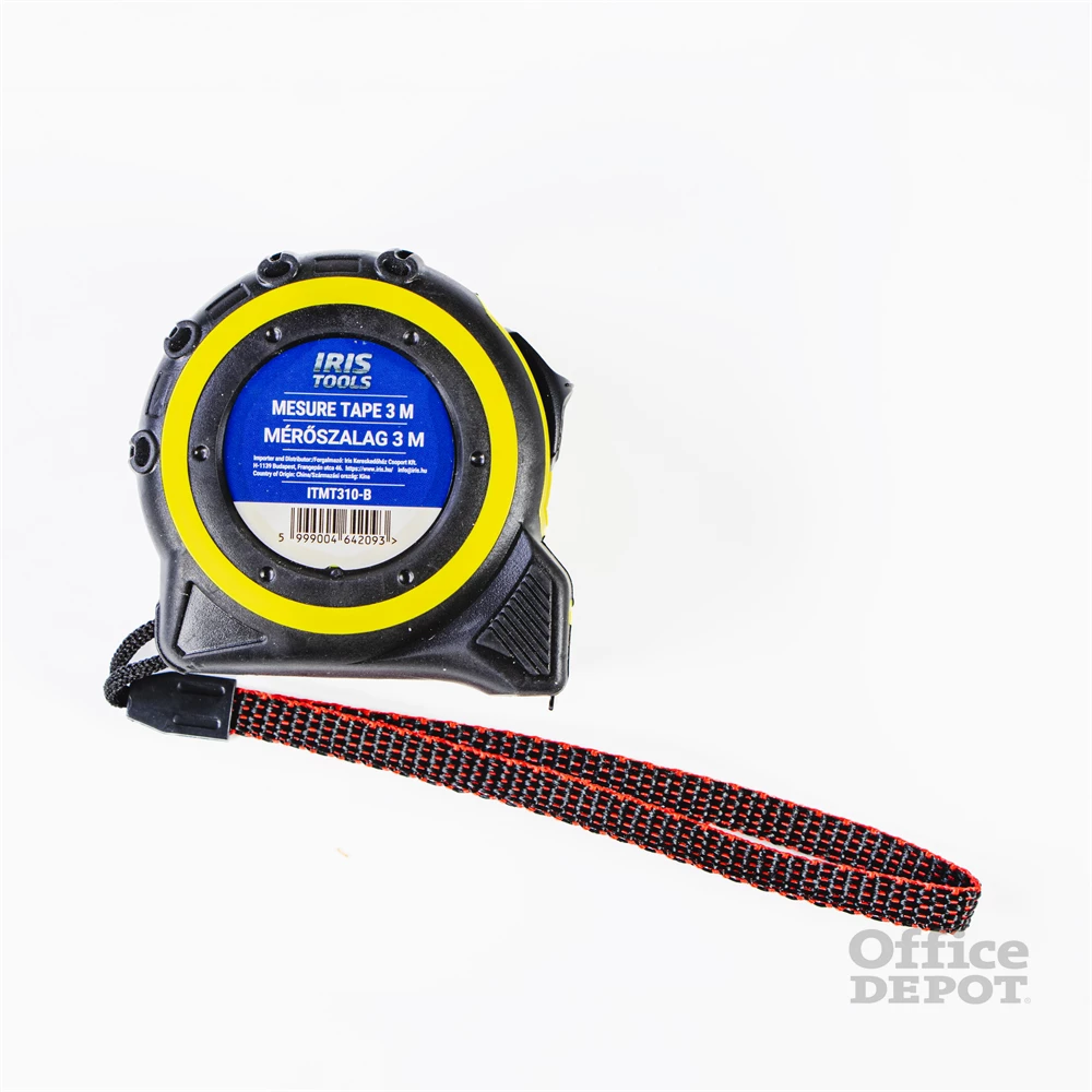 IRIS TOOLS ITMT310-B Mérőszalag, 3 méter hosszú, 16mm széles szalag, gumiborítású ház