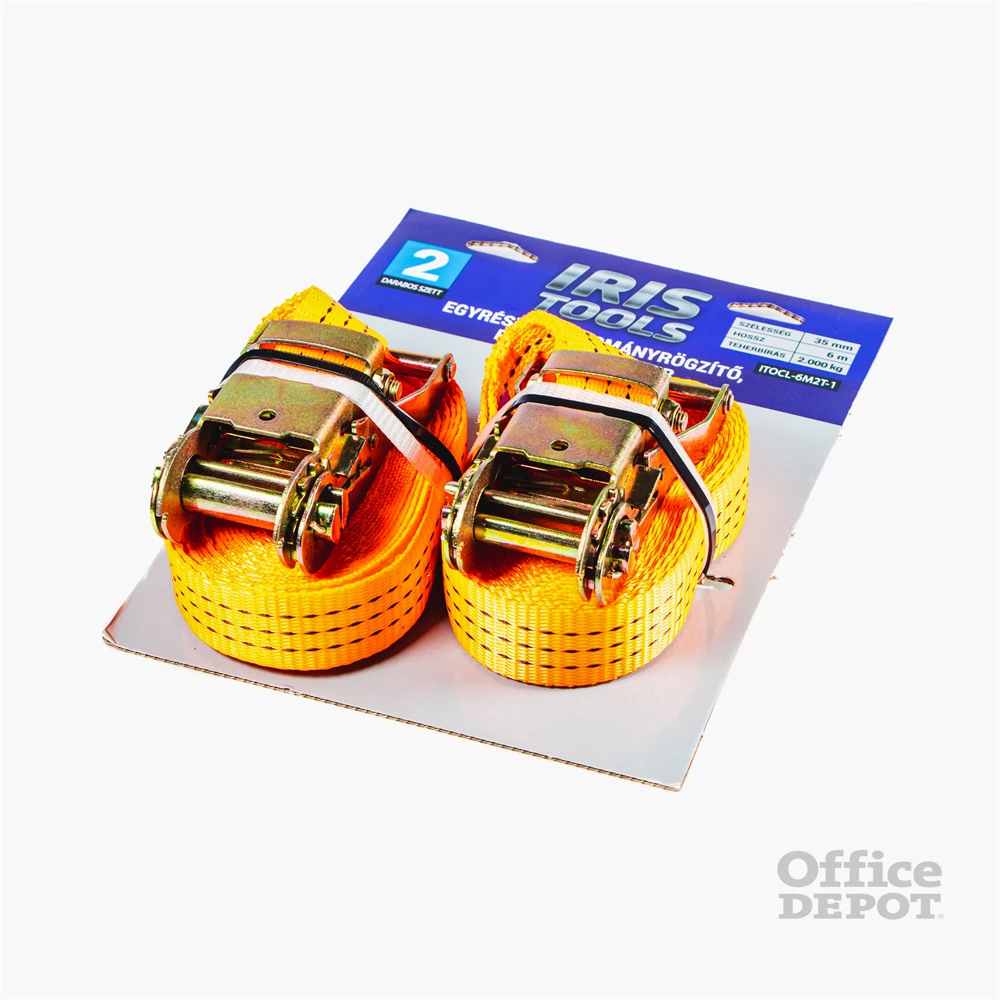 IRIS TOOLS ITOCL-6M2T-1 blister 2db-os csomag, rakományrögzítő, egyrészes racsnis spanifer, 2.000 kg, 6 m, 35 mm