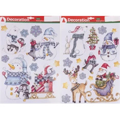 IRIS ablak matrica, karácsonyi, kék és fehér, 42 x 29cm