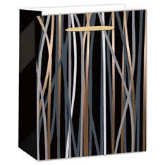 IRIS matt papírtasak fekete/bronz csíkos 26 x 32cm