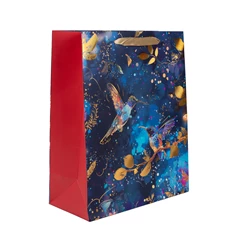 IRIS matt papírtasak hologrammos hot stamp kék kolibri 18 x 23cm