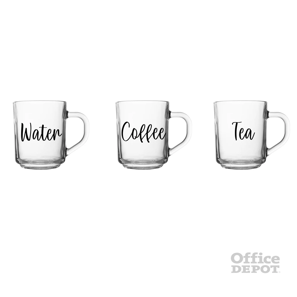 IRIS mintás üveg bögre 246ml, Water, Coffee vagy Tea felirattal 131563-008