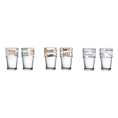 IRIS mintás üveg pohár 345ml, Mocha, Espresso vagy Coffee minta 131605-002 IRIS mintás üveg pohár 345ml, Mocha, Espresso vagy Coffee minta 131605-002