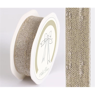 IRIS szalag juta fémszállal drapp 25mm/10méter IRIS szalag juta fémszállal drapp 25mm/10méter