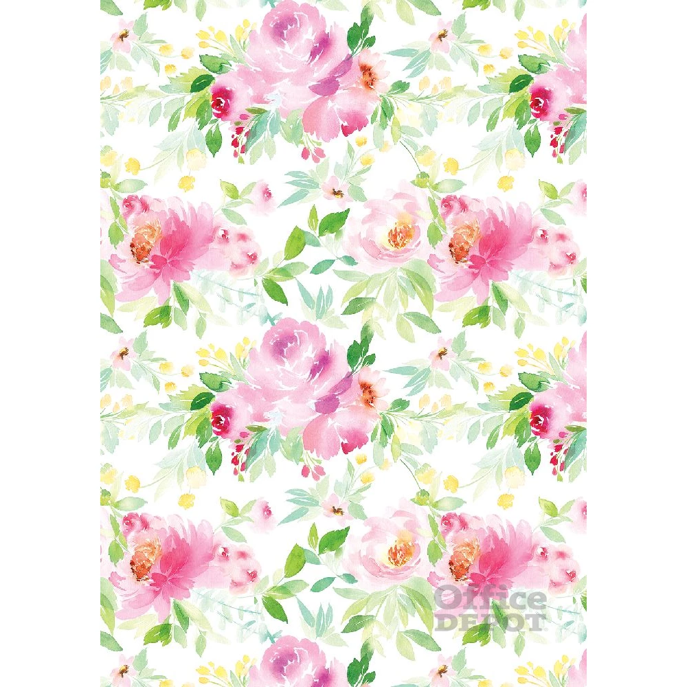 IRIS tekercses csomagoló papír, virág, különböző mintákkal, 200x70cm, 60g/m2