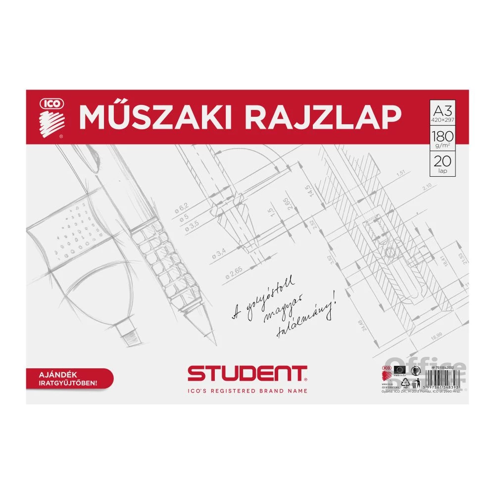 ICO Student A3 180g 20lapos műszaki rajzlap