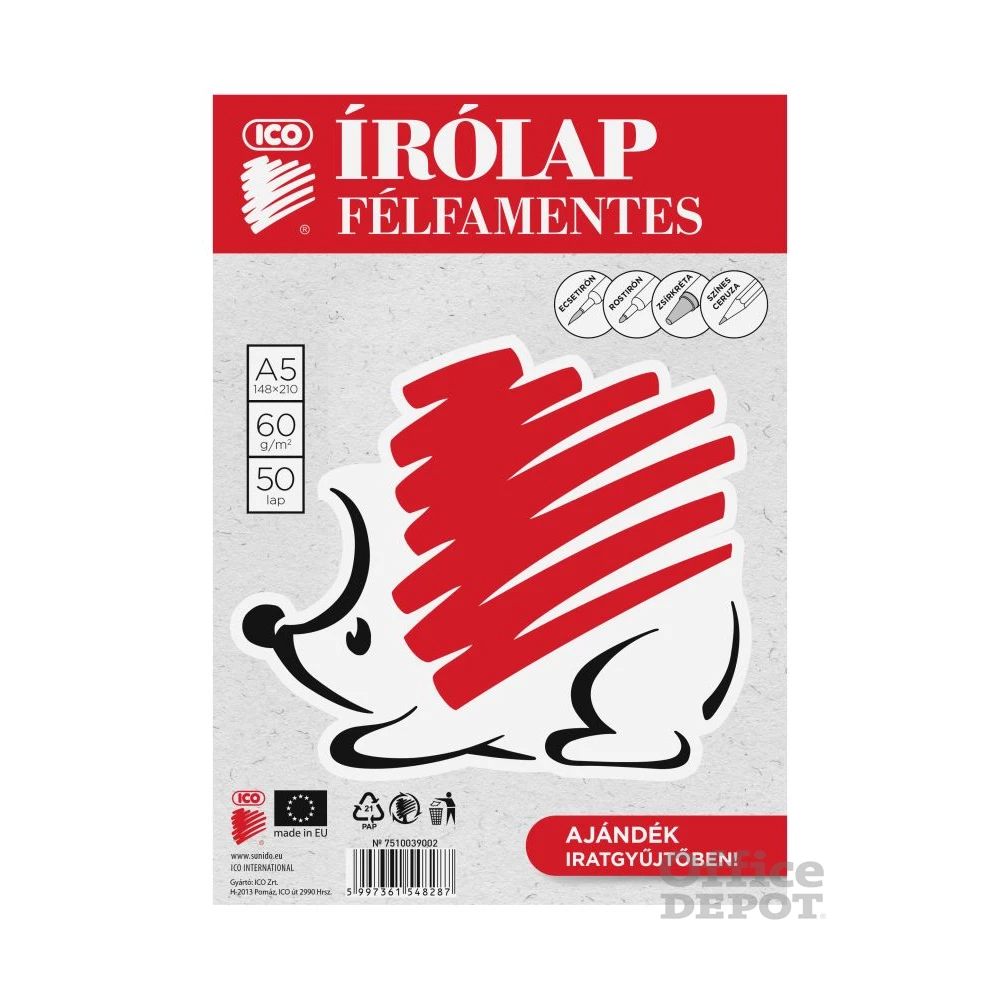 ICO Süni A5 félfamentes 50db írólap