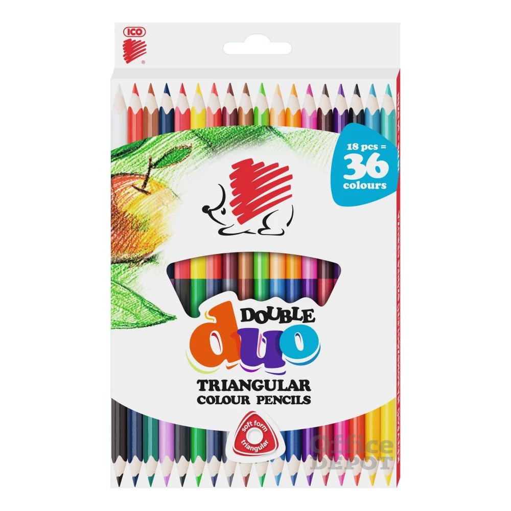 ICO Süni háromszögletű kétvégű 18/36 színesceruza készlet