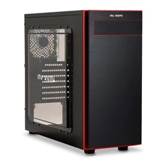 In Win 703 ATX fekete/piros ablakos használt számítógépház (Használt - B)