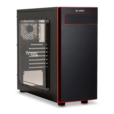 In Win 703 ATX fekete/piros ablakos használt számítógépház (Használt - B)