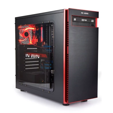 In Win 703 ATX fekete/piros ablakos használt számítógépház (Használt - B)