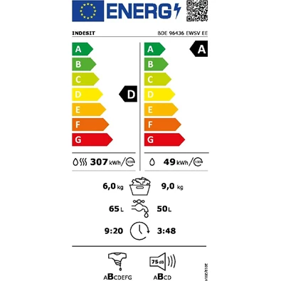 Indesit BDE 96436 EWSV EE mosó-szárítógép Indesit BDE 96436 EWSV EE mosó-szárítógép