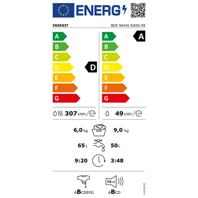 Indesit BDE 96436 EWSV EE mosó-szárítógép Indesit BDE 96436 EWSV EE mosó-szárítógép