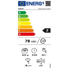 Indesit BWSA 61251 W EU N keskeny elöltöltős mosógép Indesit BWSA 61251 W EU N keskeny elöltöltős mosógép