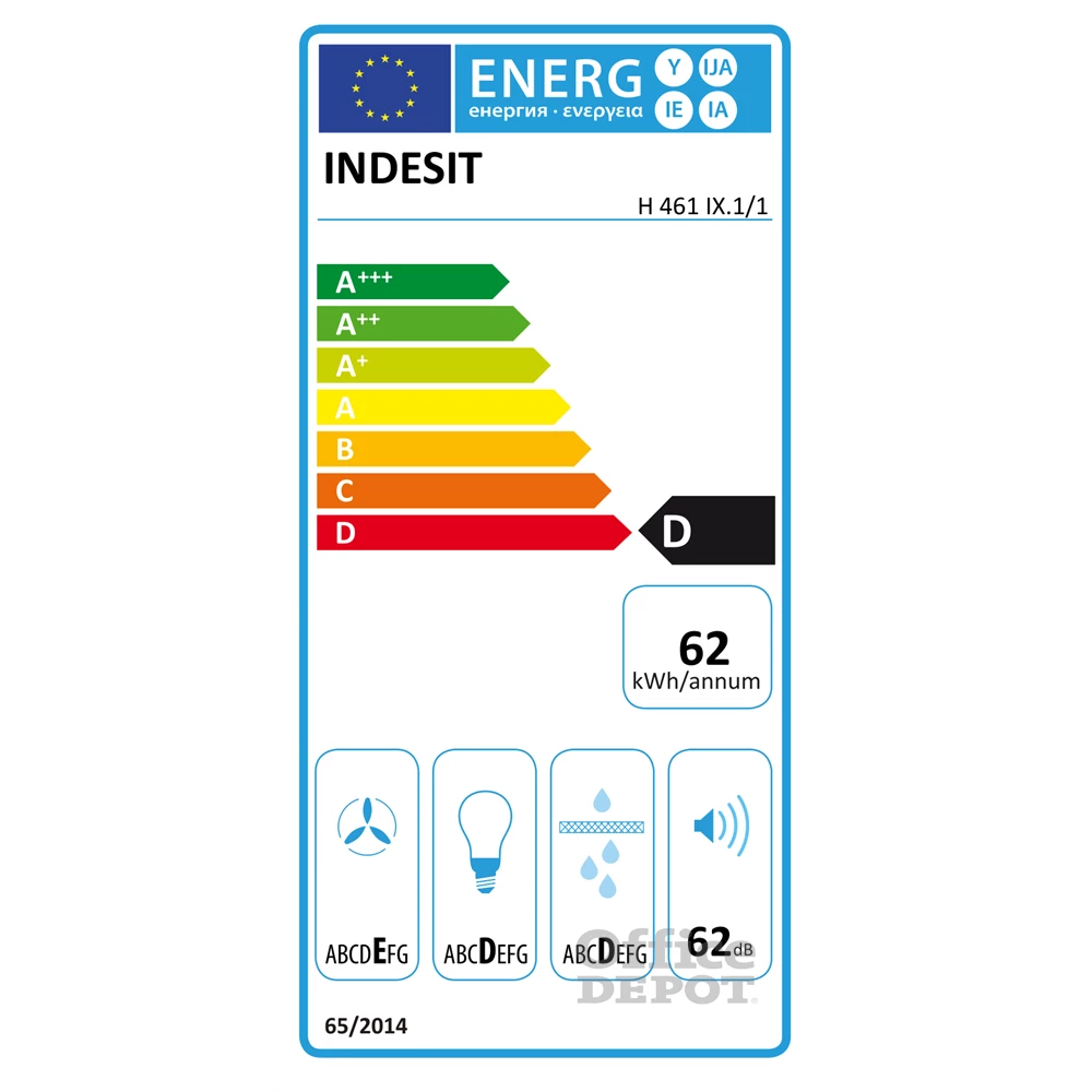 Indesit H 461 IX.1/1 ezüst, beépíthető, kihúzható, méret:59,8 cm, teleszkópos, zajszint:62 dB, páraelszívó