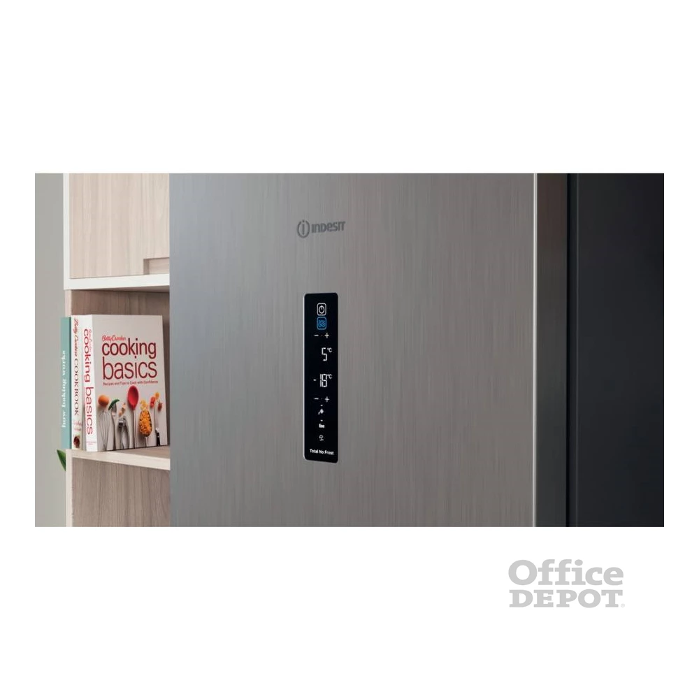 Indesit INFC8 TT33X inox, alulfagyasztós, Hűtő:231L, Fagyasztó:104L, Total No frost hűtőszekrény