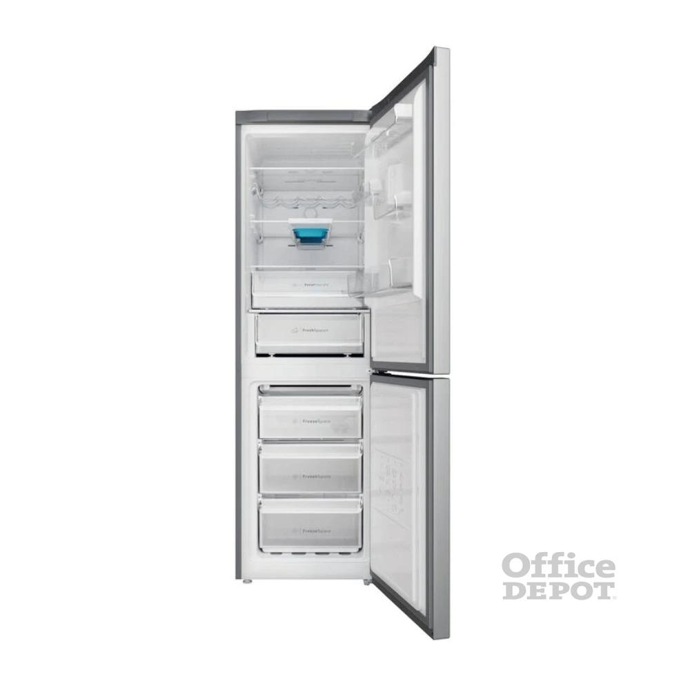 Indesit INFC8 TT33X inox, alulfagyasztós, Hűtő:231L, Fagyasztó:104L, Total No frost hűtőszekrény