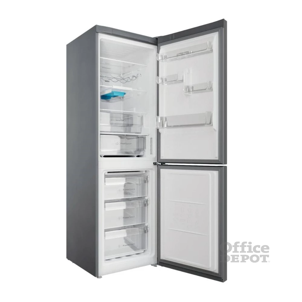 Indesit INFC8 TT33X inox, alulfagyasztós, Hűtő:231L, Fagyasztó:104L, Total No frost hűtőszekrény