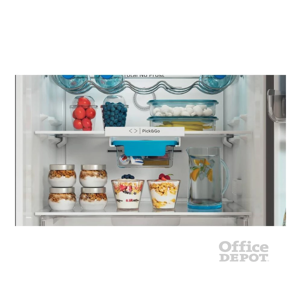 Indesit INFC8 TT33X inox, alulfagyasztós, Hűtő:231L, Fagyasztó:104L, Total No frost hűtőszekrény