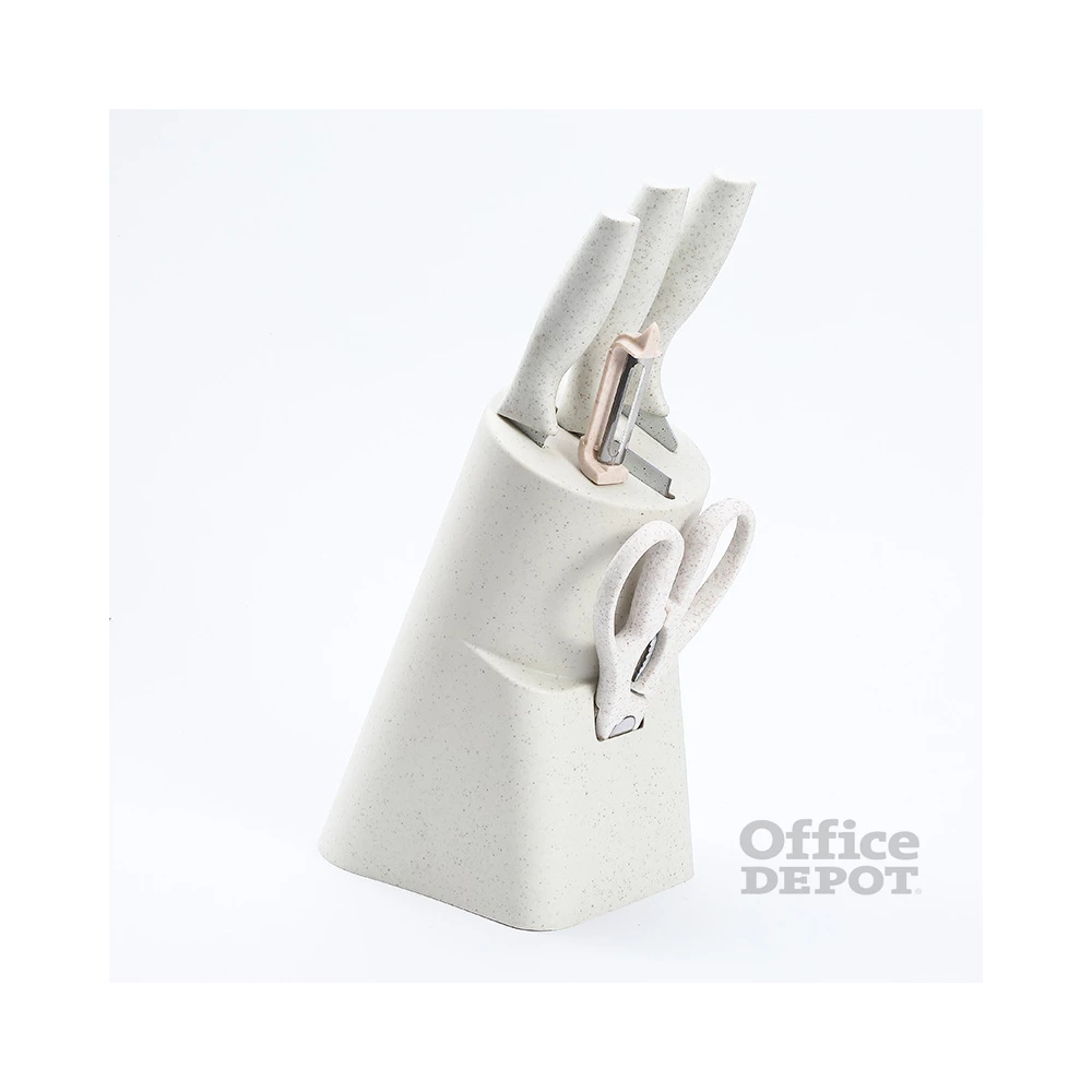 Iris KT-018-W fehér 6db-os konyhai kés készlet, tartóval