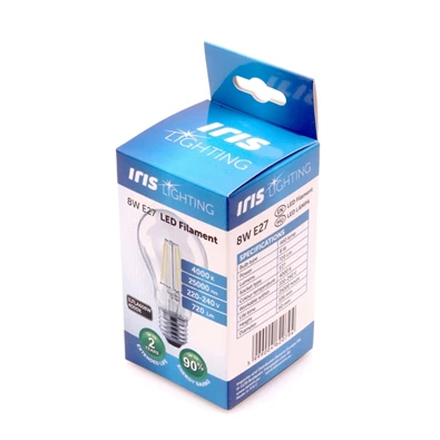 Iris Lighting Filament A Bulb E27 FLA60 8W/4000K/720lm LED fényforrás Iris Lighting Filament A Bulb E27 FLA60 8W/4000K/720lm LED fényforrás
