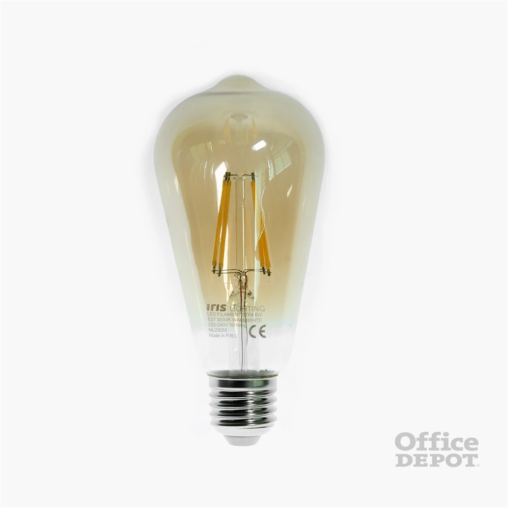 Iris Lighting Filament Bulb Longtip E27 ST64 6W/3000K/540lm aranyszínű LED fényforrás