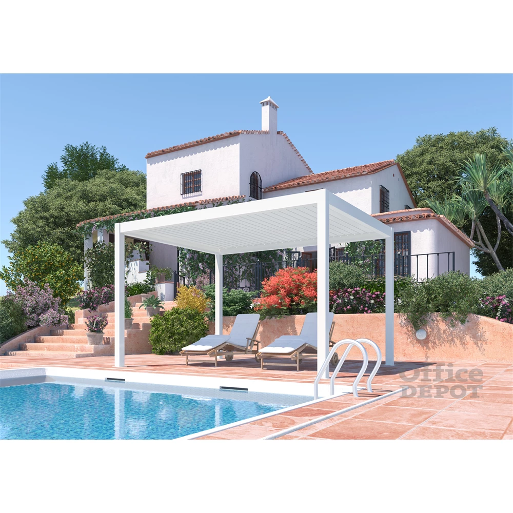 Iris MP-103WH bioklimatikus, elektromos mozgatású, LED világítású, fehér 3x4 m pergola
