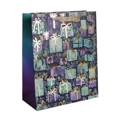 Iris ajándékok kék/lila papírtasak matt 11*14 cm