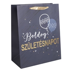 Iris boldog születésnapot sötét kék/arany papírtasak matt 18*23 cm
