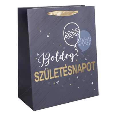 Iris boldog születésnapot sötét kék/arany papírtasak matt 26*32 cm Iris boldog születésnapot sötét kék/arany papírtasak matt 26*32 cm