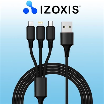 Izoxis 3in1 USB Type-C/microUSB/Lightning gyorstöltő kábel Izoxis 3in1 USB Type-C/microUSB/Lightning gyorstöltő kábel