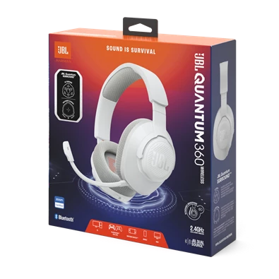 JBL Quantum 360 vezeték nélküli fehér gamer headset JBL Quantum 360 vezeték nélküli fehér gamer headset