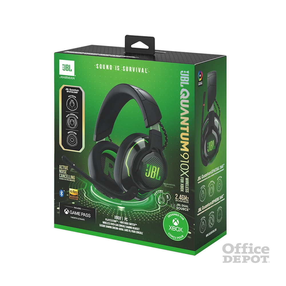 JBL Quantum X 910 WL vezeték nélküli fekete-zöld gamer headset