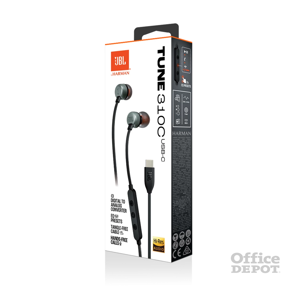 JBL T 310 C BLK vezetékes USB C mikrofonos fekete fülhallgató