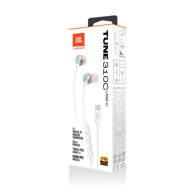JBL T 310 C WHT vezetékes USB C mikrofonos fehér fülhallgató JBL T 310 C WHT vezetékes USB C mikrofonos fehér fülhallgató