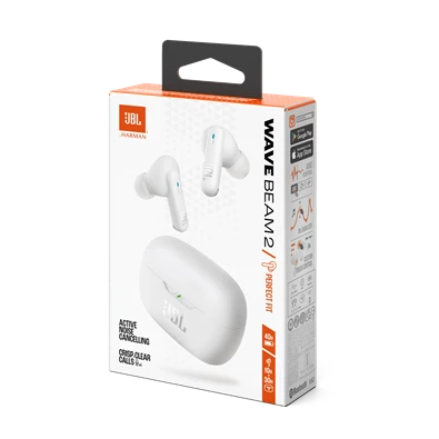 JBL Wave Beam 2 True Wireless Bluetooth aktív zajszűrős fehér fülhallgató